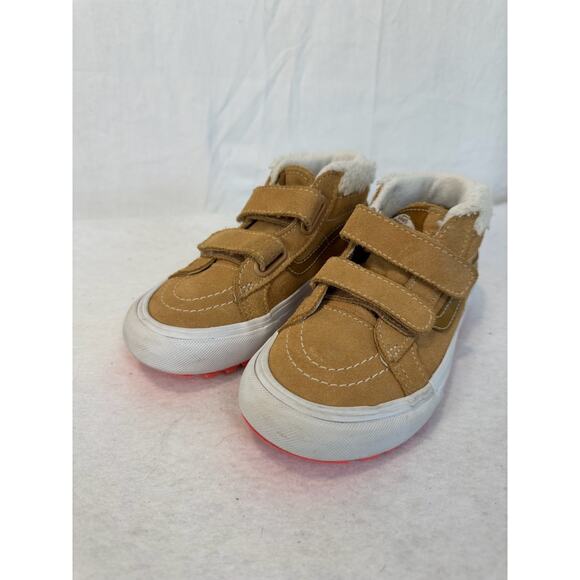 VANS Tan LEATHER Sherpa Fur Shoes SK8-Mid Reissue V MTE-1 Youth 13.5 - Picture 3 of 11